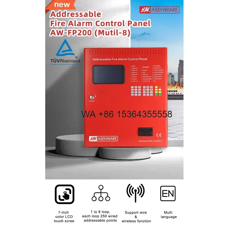 Wmwmnu for Asenware AW-FP200 Addressable Fire Alarm Panel TUV Approved Fire Detection System for Hotel Factory