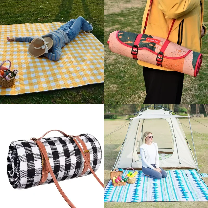 Custom Carpet Large Thick Roll up Padded Outside Foldable Waterproof Picnic Mat for Outdoor Beach