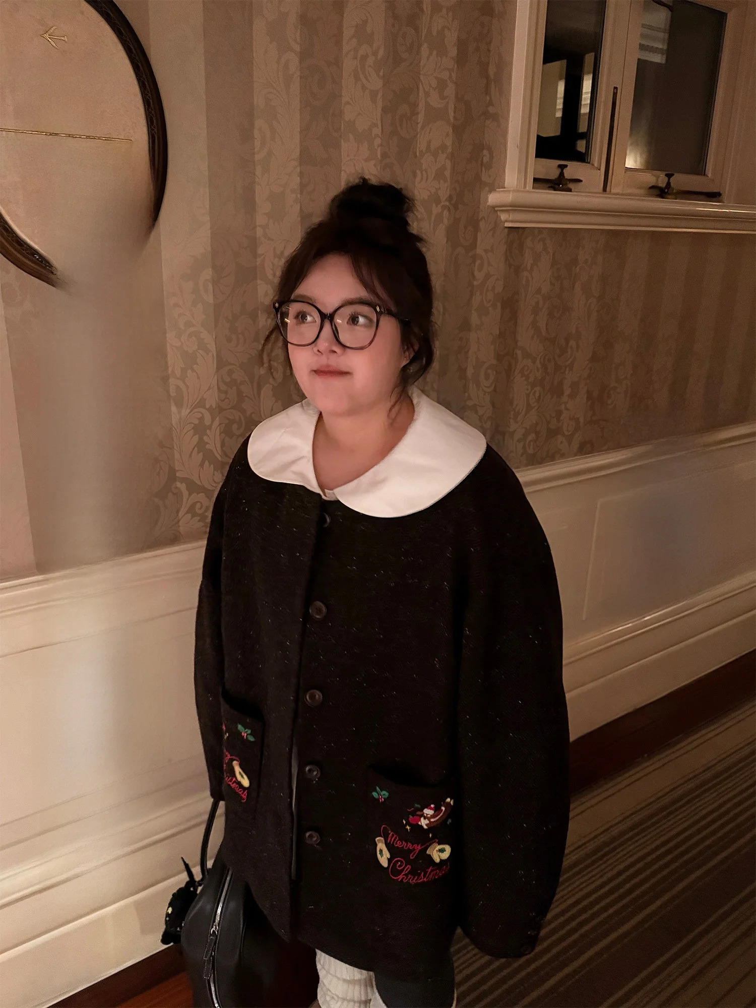 

Loose Woolen Cisas Fairy T Sle Women's Coat PONGKIKI Fraance Sle Outerwear Street Sle Thiened Long Sve