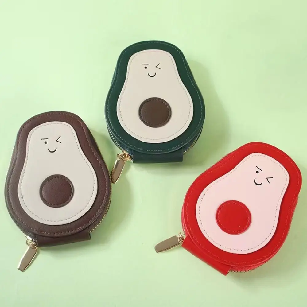 

Creative PU Leather Mini Card Wallet Large Capacity 11 Card Pockets ID Card Holder Cartoon Avocado Coin Purse Men