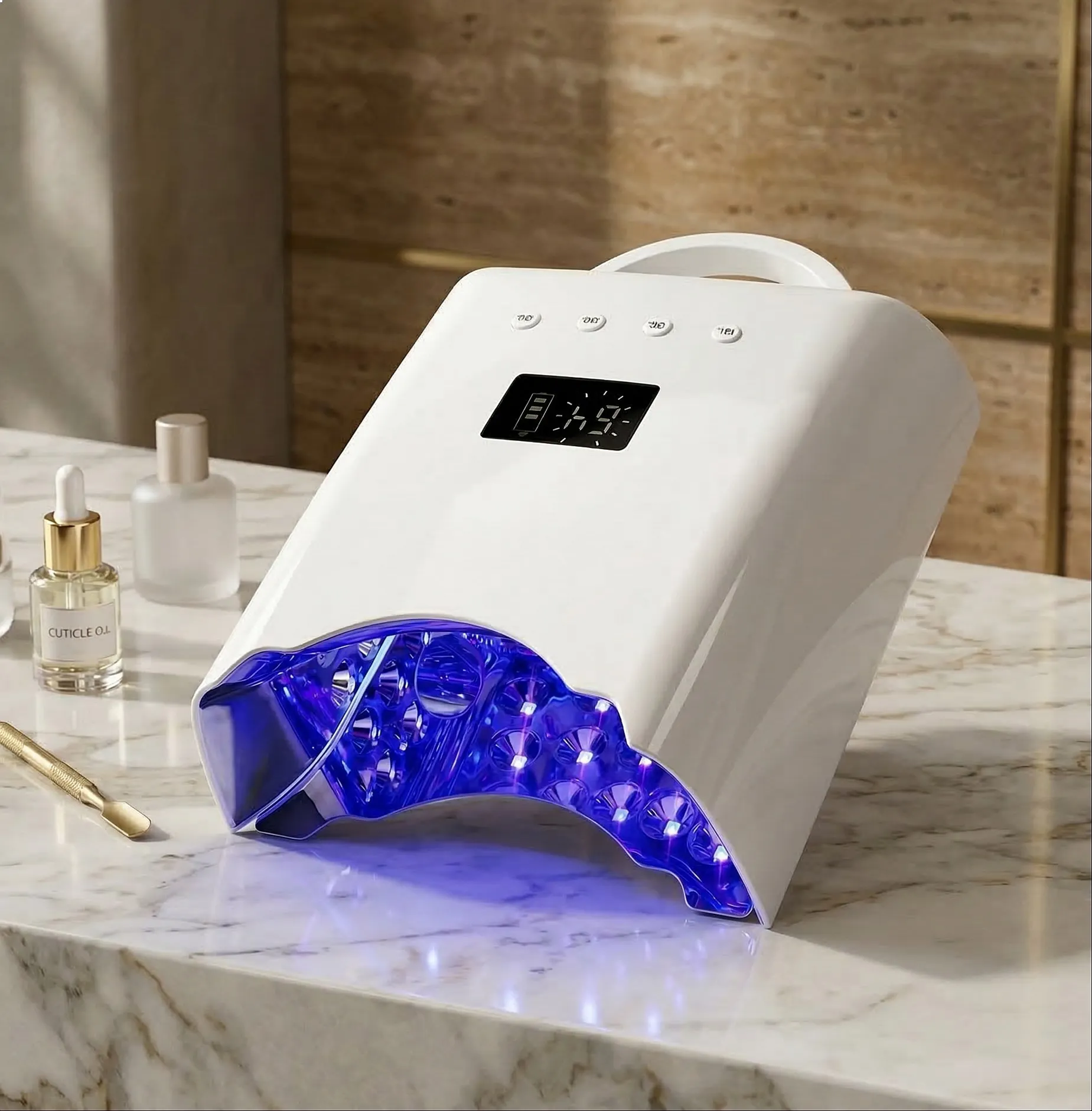 2026 Professional Cordless New Purple Color Nail Dryer UV Led Lamp Metal Base Rechargeable Nail Lamp High Power Fast Curing
