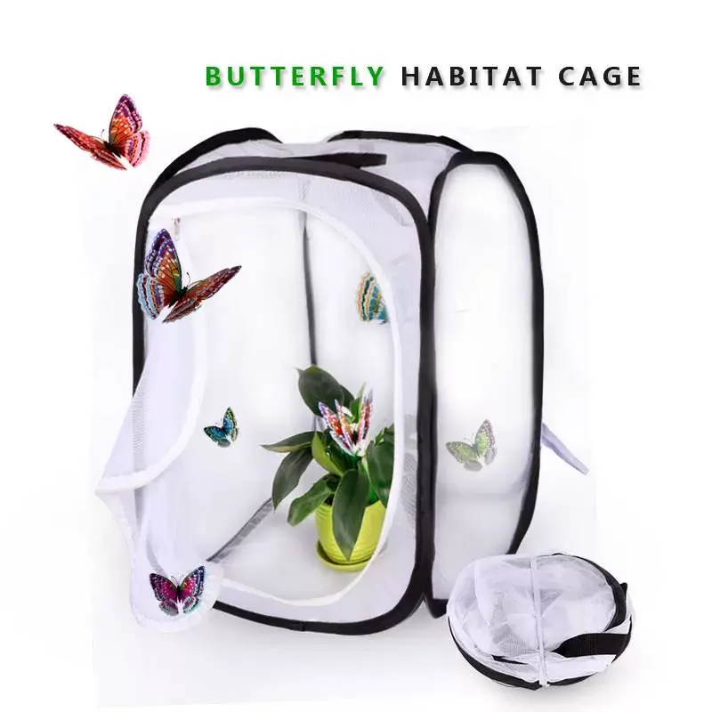 S - M - L Butterfly Habitat Outdoor Mesh Plant Enclosure Folding Insect Cage Insect Proof Net Monarch Insect Terrarium Pop-up