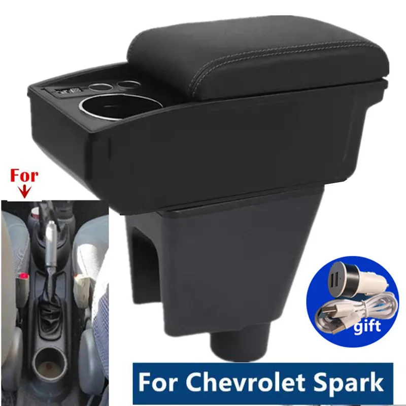 Für Chevrolet Spark Armlehnenbox Für Chevrolet Spark 3 III Aveo T200 Auto-Armlehnen-Aufbewahrungsbox Getränkehalter Nachrüst-Autozubehör