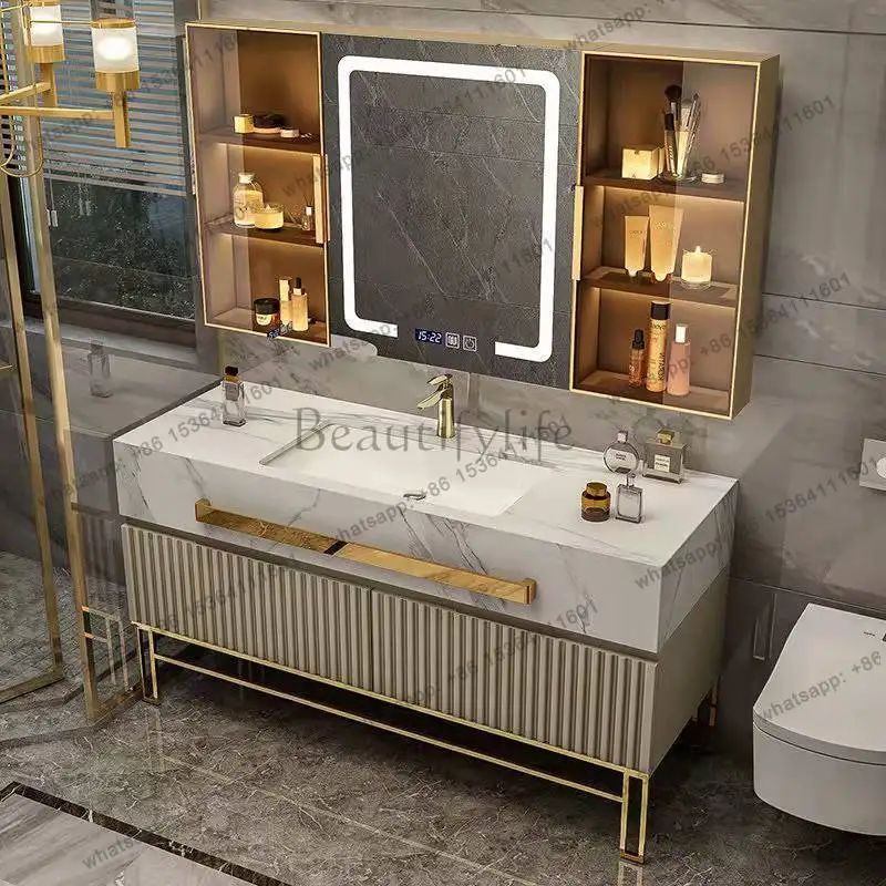 LDModern Luxury Bathroom Cabinet with Combination Slate Basin Hotel Wall Mount Vanity Cabinet Bathroom Vanities Cabinets