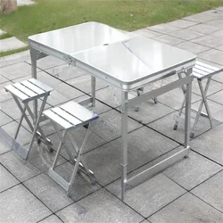 Przenośny składany stół kempingowy biurko i krzesła ze stopu aluminium zestaw lekki stół na zewnątrz do wędkowania grill piknik 120x60/70cm