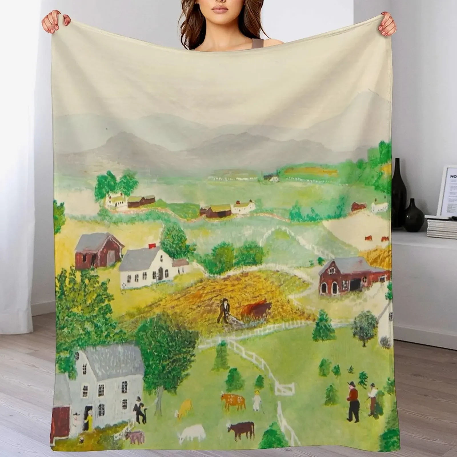 

Anna Mary Robertson 'Grandma' Moses Mountains American Folk Art Throw Blanket Retros Cute Sofa heavy to sleep Blankets