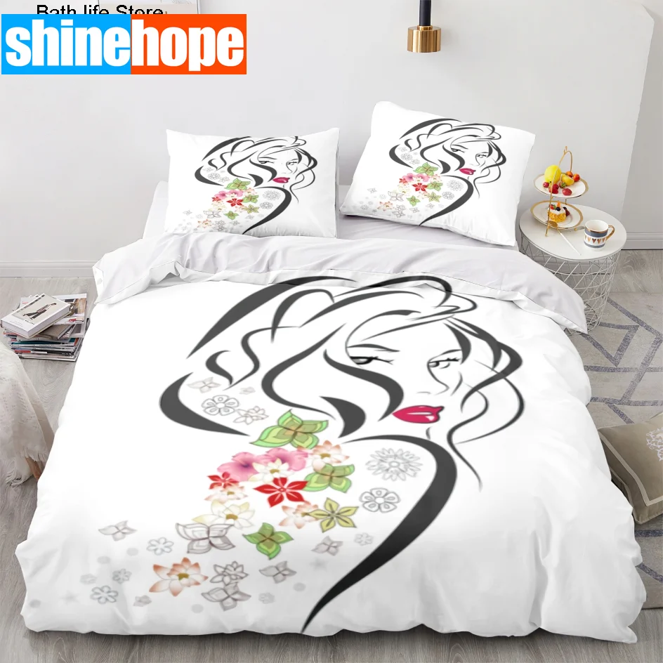 Face Line Art Bedding Set Single Twin Full Queen King Size Eye Pupil Bed Set Aldult Kid Bedroom Duvetcover Sets