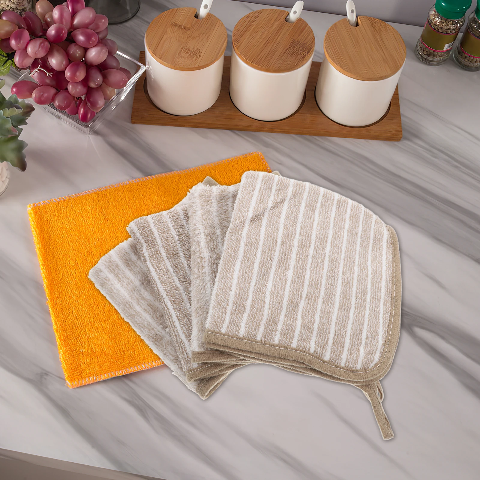 

10 Pcs Kitchen Cleaning Cloths Absorbent Oil Resistant Washable No Shedding Coffee 30cm Fleece Dish Rags Household Supplies
