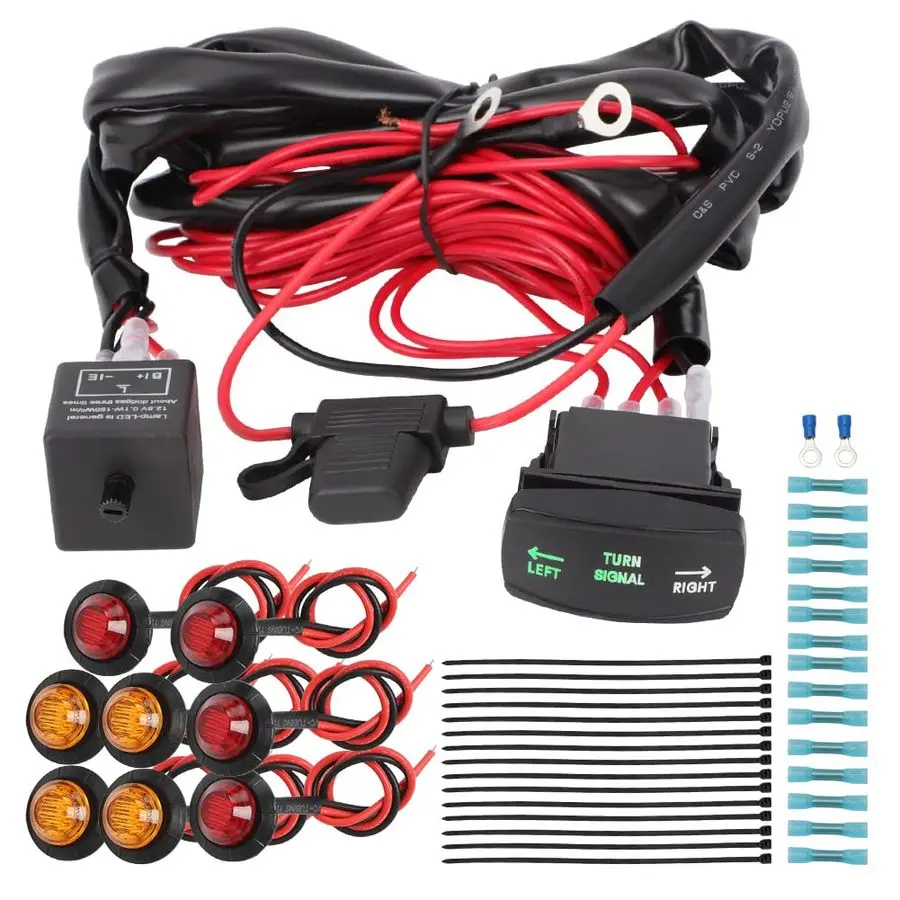 

Turn Signal Kit Universal ATV Street Legal Kit with Rocker Switch Side by Side Turn Signal Light Kit for ATV UTV, Fits For Polar