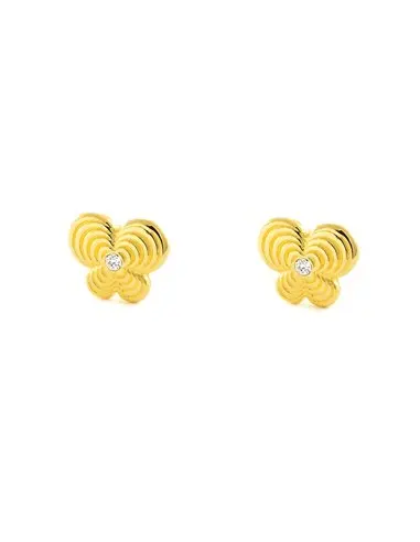 Baby earrings/girl gold 9k butterfly zirconia