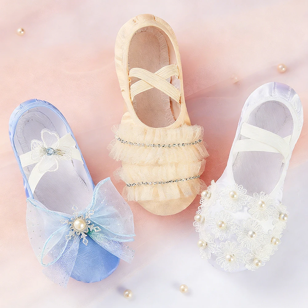 

1 пара балетных туфель для девочек, мягкая подошва, танцевальные туфли принцессы Эльзы, тренировочные балетные туфли для женщин, гимнастические туфли, фиолетовые, синие, размеры 25-33