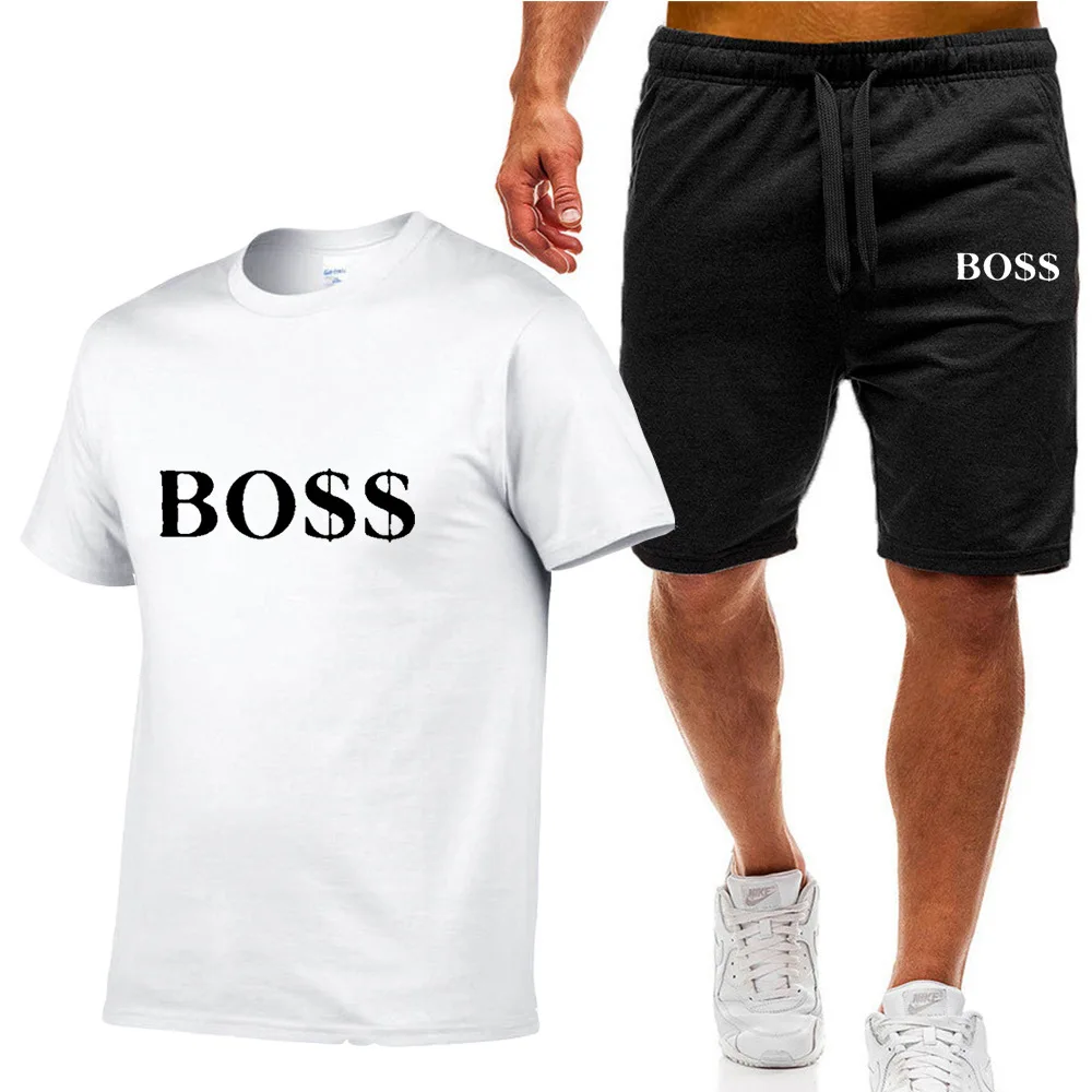 

2025 Summer casual men's set T-shirt + Shorts two-piece comfortable and breathable men's top printed T-shirt set