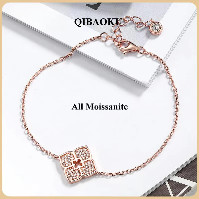 FCGJHW Lucky Clover Moissanite Link Bracelet Women S925 Silver Pear Lab Diamond Bridal Adjustable Dainty Hand Chain Gifts  2026