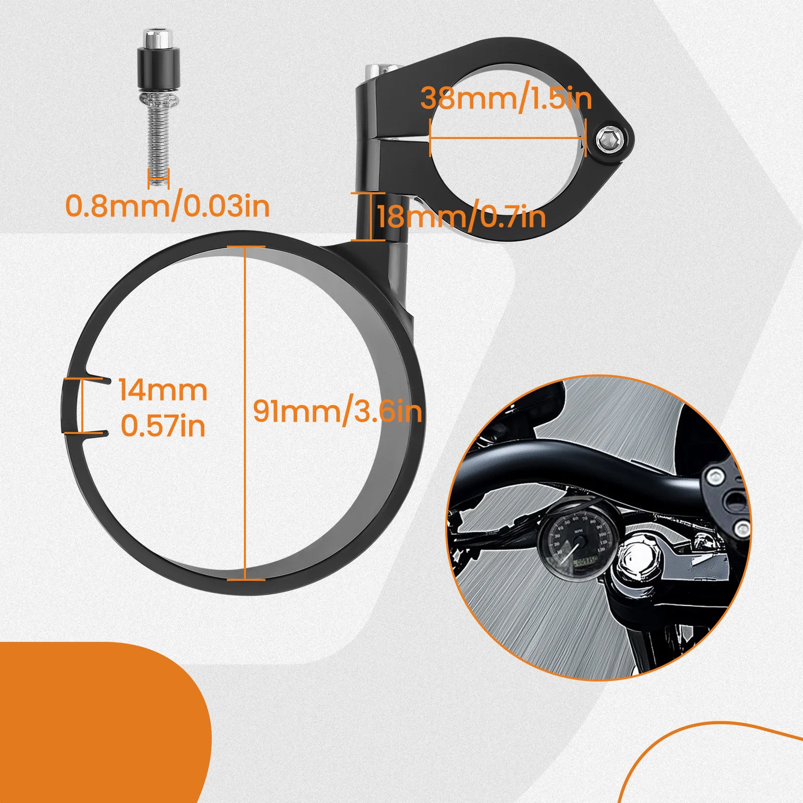 Speedometer Side Mount Indicator Handlebar Clamp Fit for Harley Sportster XL883 1200 1993 1994-2020 Black