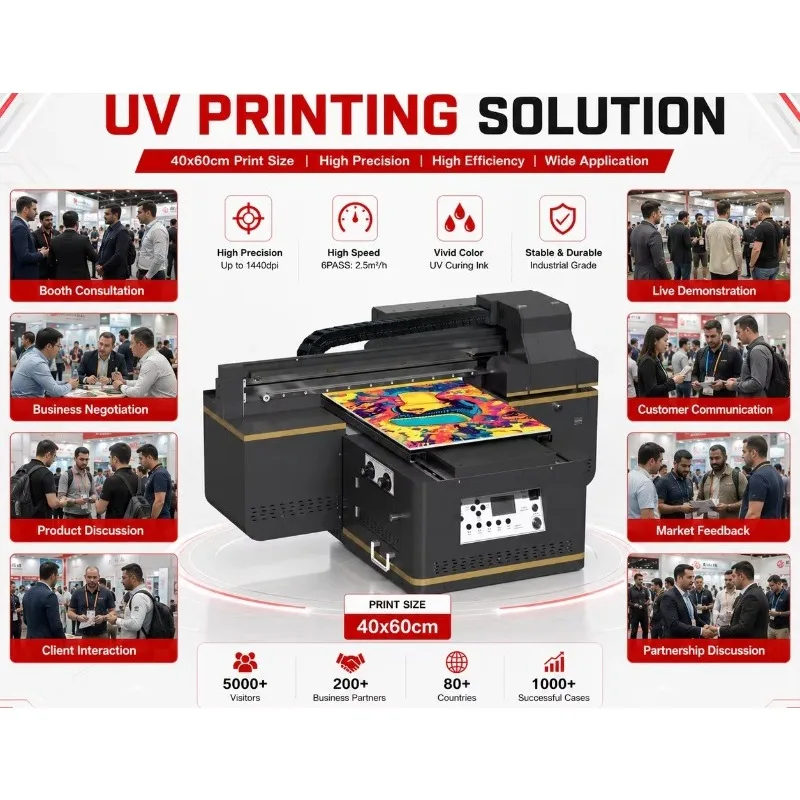 A3 4030 Automatic Industrial UV Flatbed Printer With UV Ink 8 Ink Cartridges For Acrylic Metal Glass PVC Signage Printing