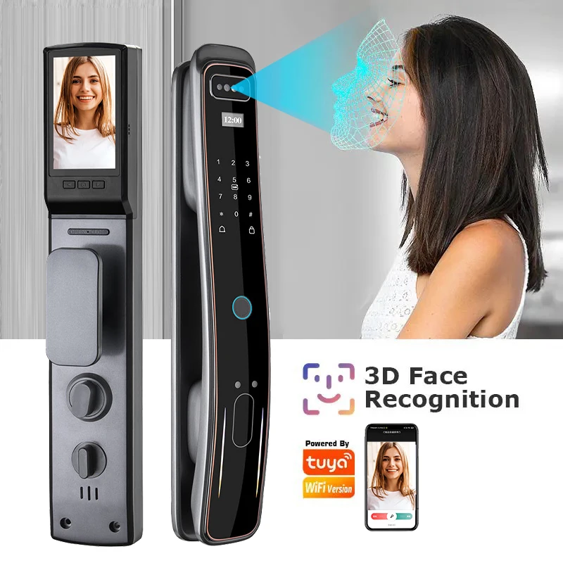 알루미늄 도어용 STLF 스마트 잠금장치 투야 스마트 와이파이 디지털 잠금장치 코드 카드 스마트폰 잠금해제 지문 얼굴 인식 기능