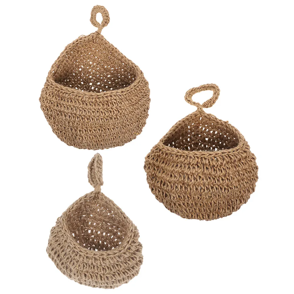 

3 Pcs Wall Baskets Hanging Fruit Onion Vegetable Woven Storage Numb Potato Garlic