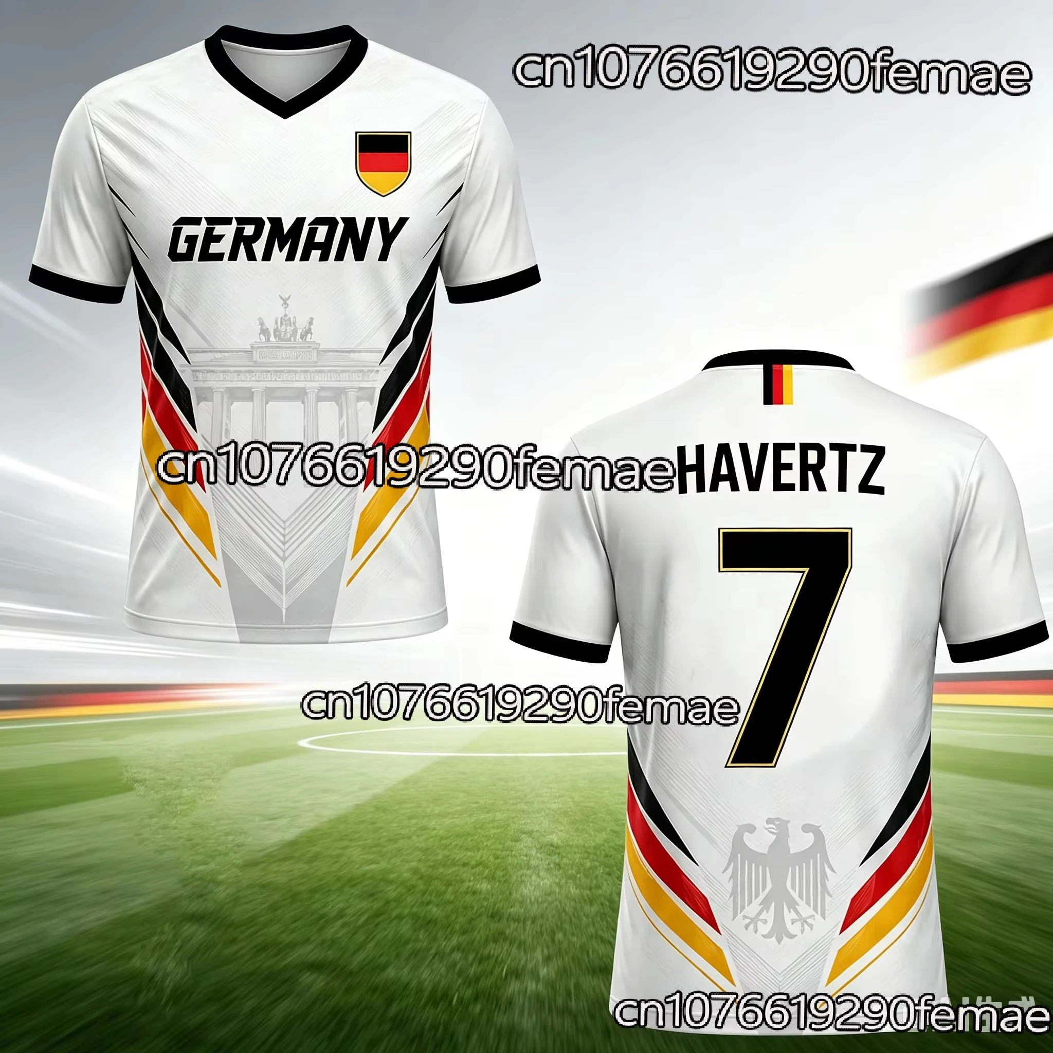 2026 Germany Soccer Jersey Style Kids T-Shirt Breathable Black Yellow Red Color Name Number Printing Summer Top Fan Gift