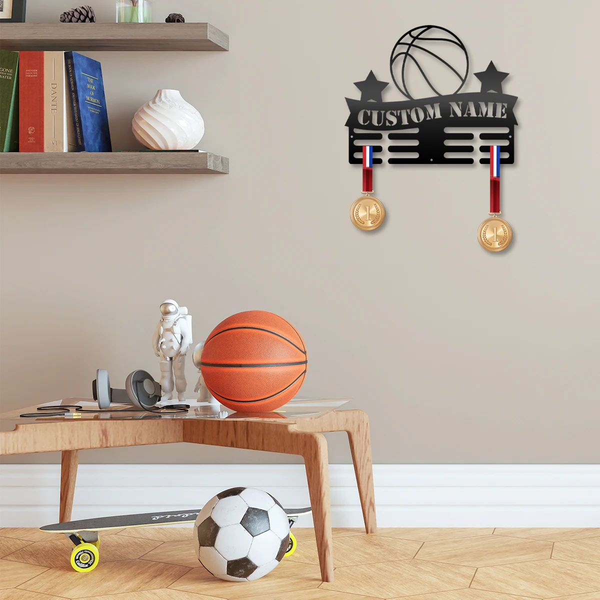 1pc Basketball medal hook New Customized Name Metal Wall Signs Matal Wall Plaque