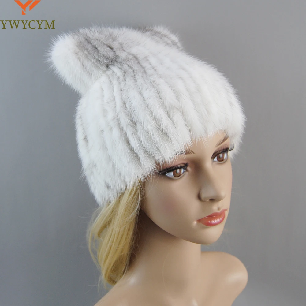 Women Winter Fur Hats Real Mink Fur Hat Thick Warm Fashion Knitted Fur Beanies Female Good Quality Luxury Lady Real MInk fur Cap