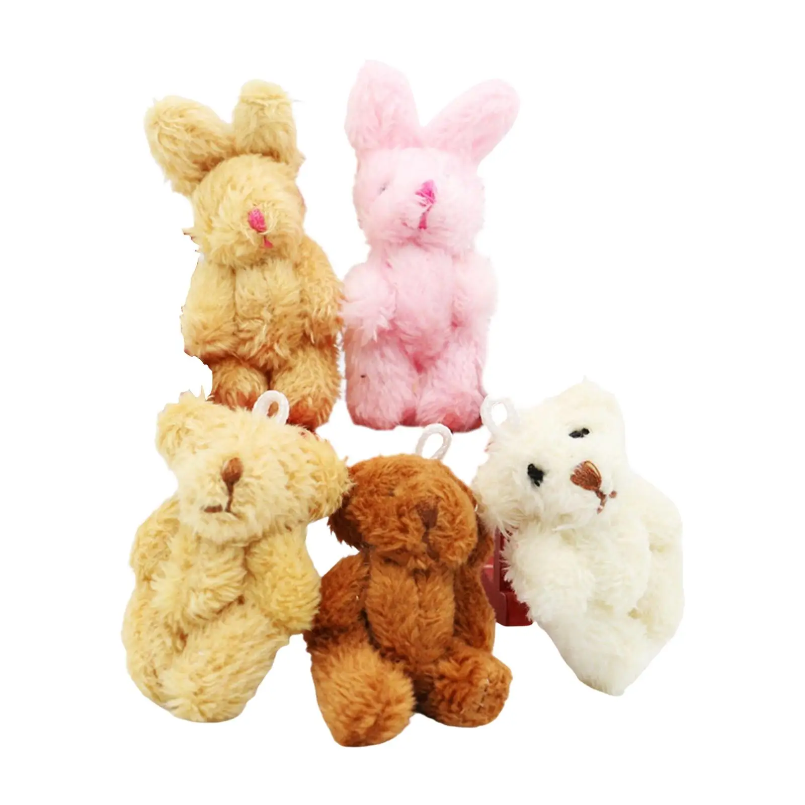 

5x 1/12 Miniature Animal Model Soft DIY Accessory Adorable Simulation Mini Plush Animals Toy Set for Goodie Bag Fillers Easter