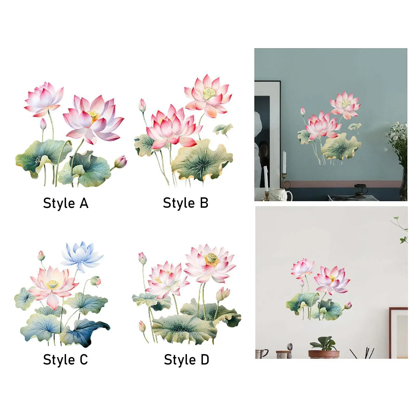 

Lotus Wall Sticker Elegant Art Sticker Easily Install Accessories Wear Resistant Livingroom Wall Decal Home Decoration for Door