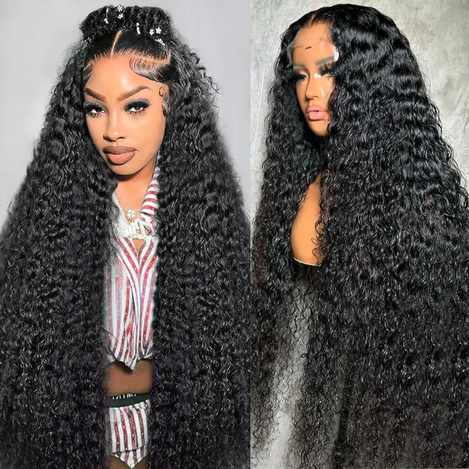 250 Density 30 40 Inch 13x6 HD Transparent Loose Deep Wave Lace Frontal Wig Human Hair Remy Curly 13x4 Lace Front Wigs For Women