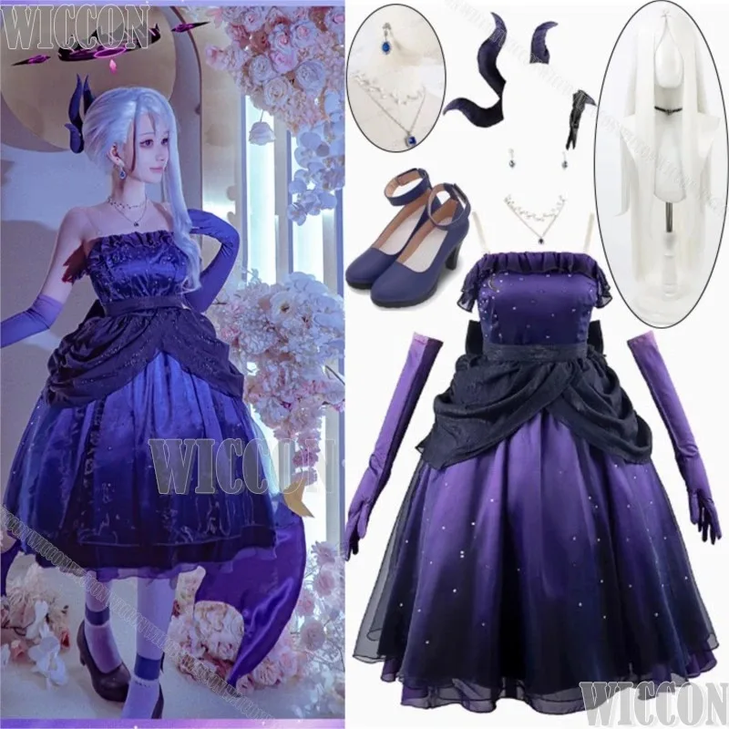 Sorasaki Hina Dress Cosplay Game Blue Archive Cos Costume Prop 90CM Long White Wig Purple Lolita Shoes Women Party Suit ComicCon view 3