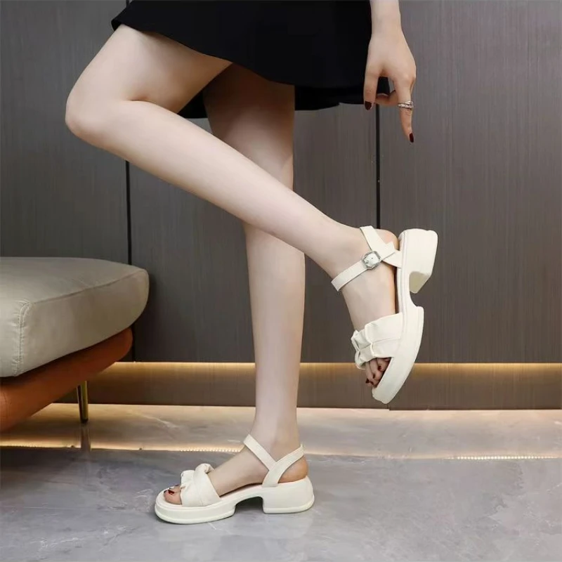 High Quality Thick Sole Increase High Open Toe Back Trip Strap Fashion All-in-one Comfortable Non-slip Simple Women's Sandals