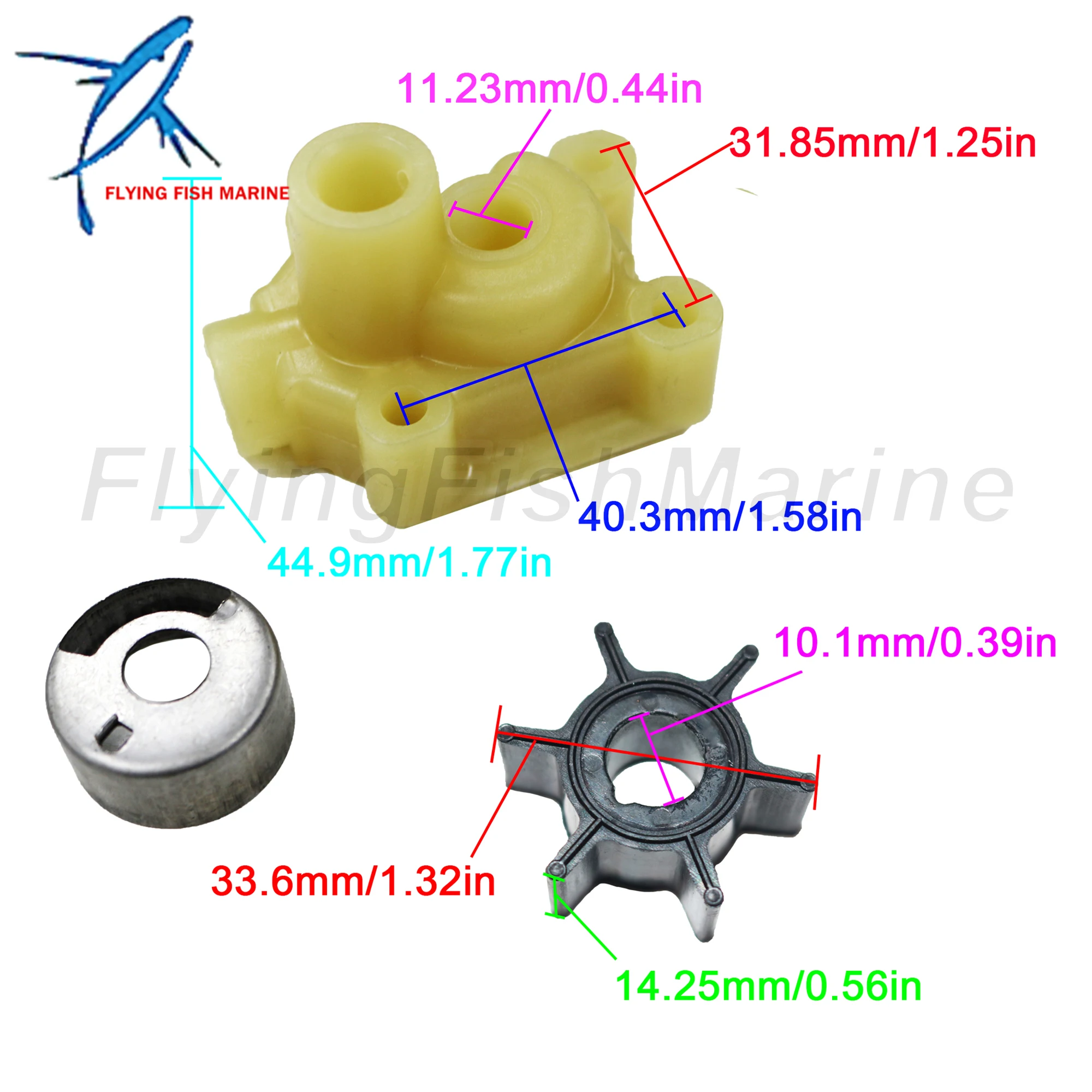 Kit de pompe à eau pour moteurs hors-bord Hangkai, 2 temps, 5hp, 6hp, 4 temps, F6.5, 6.5hp