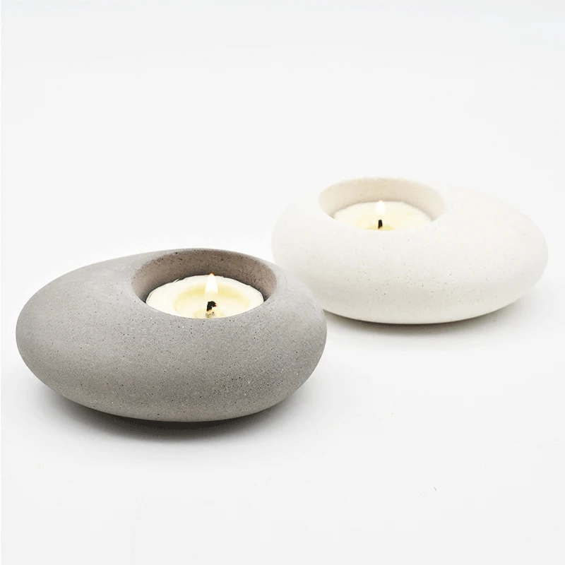 Pebble Shape Candle Holder Silicone Mold,Cement Tea Light Candle Holder Concrete Mold,DIY House Christmas Plaster Ornaments