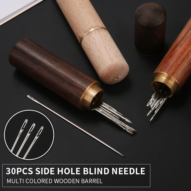 30Pcs Side Hole Blind Sewing Needles Stainless Steel Elderly Self Threading Needle Household DIY Jewelry Beading Needle Thread