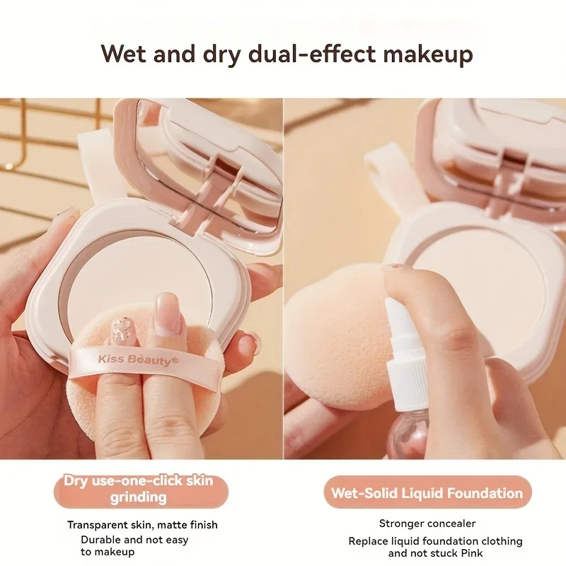 Waterproof Milk Tea Powder Concealer Long-Lasting Matte Finish Setting Powder Portable Double Pack 0.32 Oz