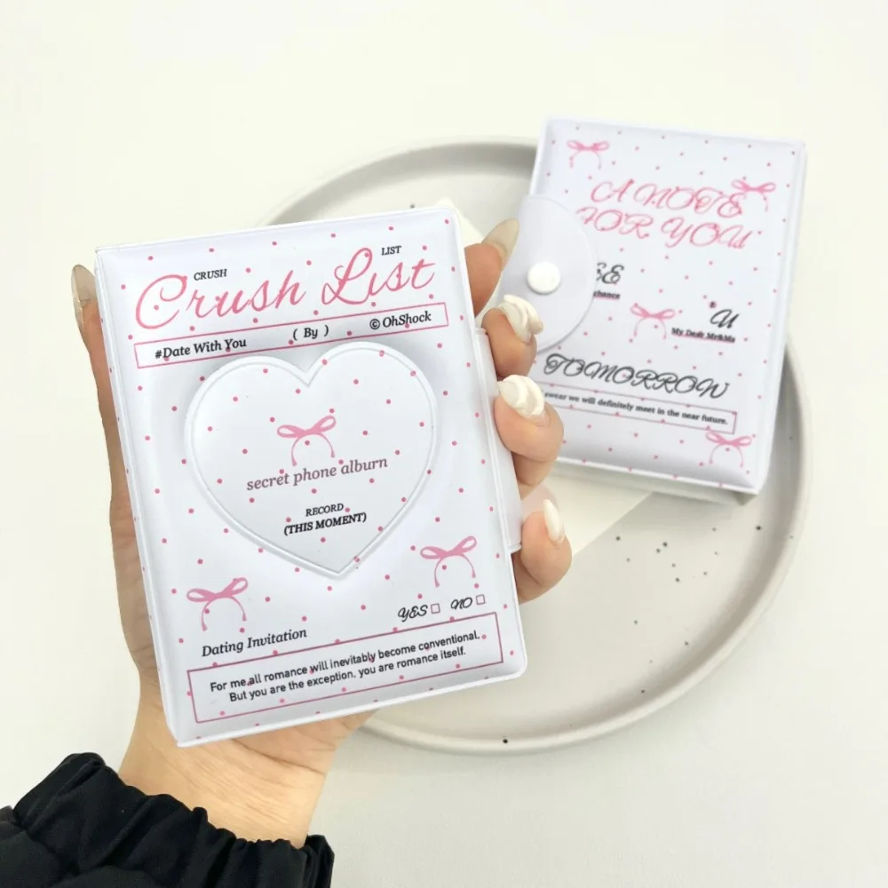 High Quality Love Bow Card Album PVC 3 Inch Mini Photocard Binder Collectible Card Album with 16 Internal Pages Postcard Book