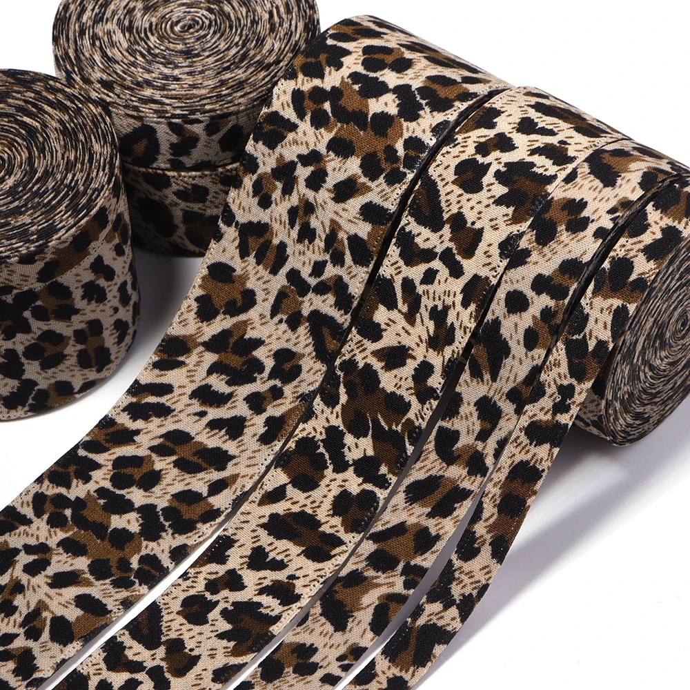 5Yards 10-38mm Polyester Vintage Leopard Print Ribbon for Hair Bows Clothing Belt Sewing Party Decoration DIY Craft Supplies