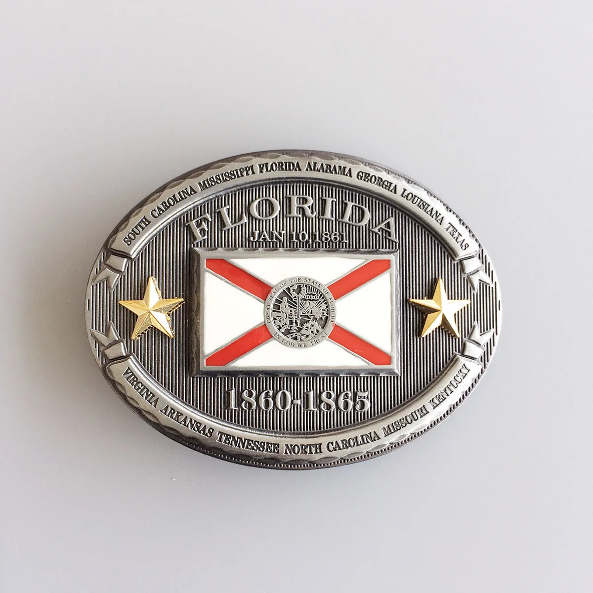 

Florida Western Oval State Flag Belt Buckle Gurtelschnalle Boucle de ceinture also Stock in the US BUCKLE-FG010