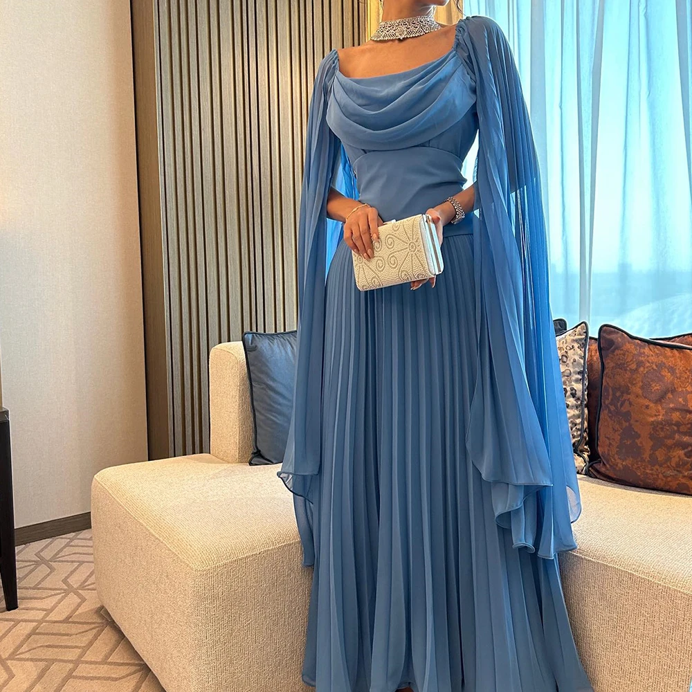 

Customized Jersey A-Line Evening Dress Strapless Half Sleeves Floor Length Solid Color Delicate Party Gowns Saudi Arabia 2024