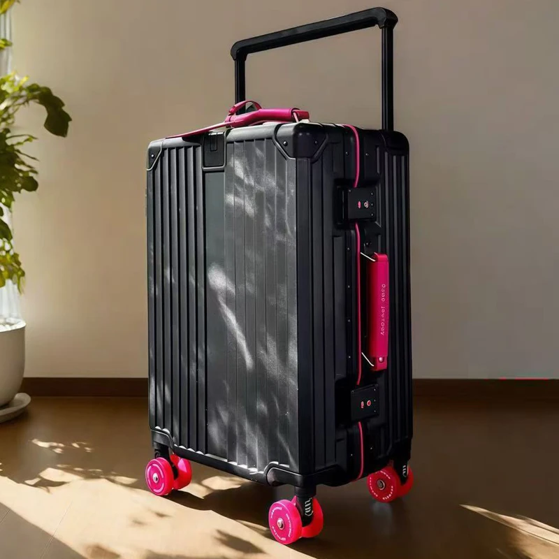 

Чемоданы для путешествий 24, 26, 28 дюймов, женская сумка с широкой кожаной ручкой, алюминиевая рама, чемодан на колесиках, 20-дюймовый ручной багаж, чемодан для ручной клади