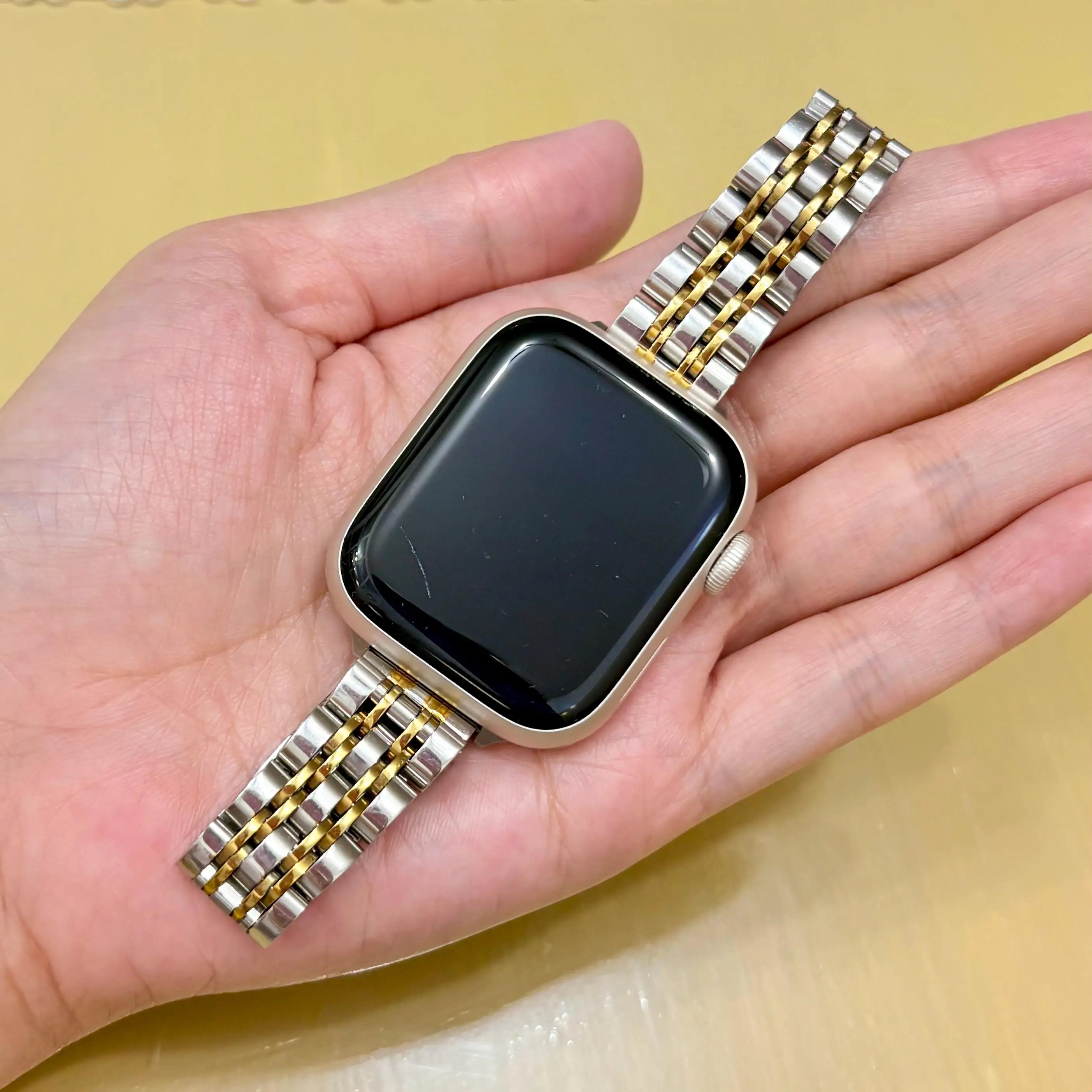 Schlankes Damen-Uhrenarmband aus Edelstahl und Metall für Apple Watch 38/40/41 mm, 42/44/45/46/49 mm, geeignet für iWatch-Serie SE987654321 – Detail 11
