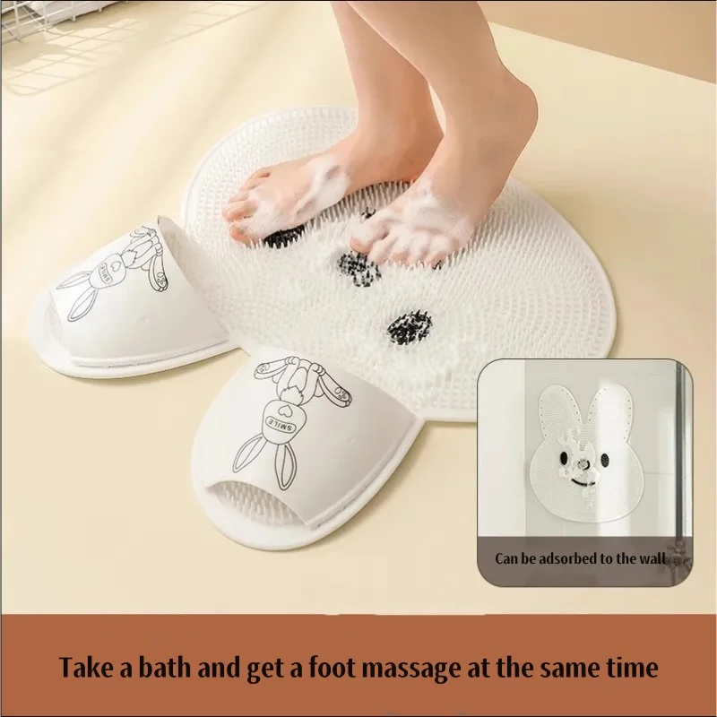 Silicone Rabbit Foot Rubbing Artifact Bathroom Non-Slip Mat Back Rubbing Massage Mat Bath Washing Foot Peeling Shower Room Floor