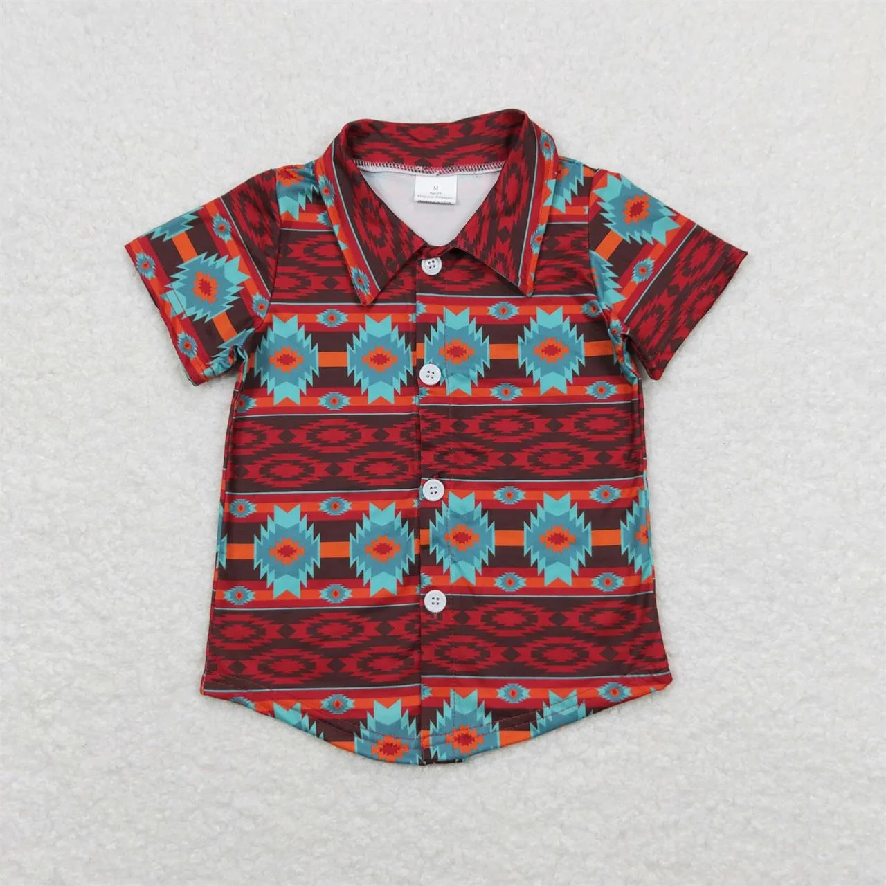 Wholesale Children Beachwear Kids Western Short Sleeves Button Up Lapel Infant Cardigan Baby Boy Summer Shirt Clothes