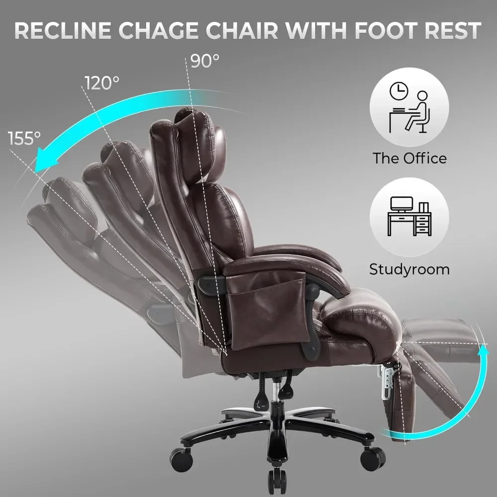كرسي مكتب كبير وطويل سعة 600 رطل 3 في 1 مستلق مع مدلك مسند للقدمين وكرسي عمل مريح عالي التحمل #5