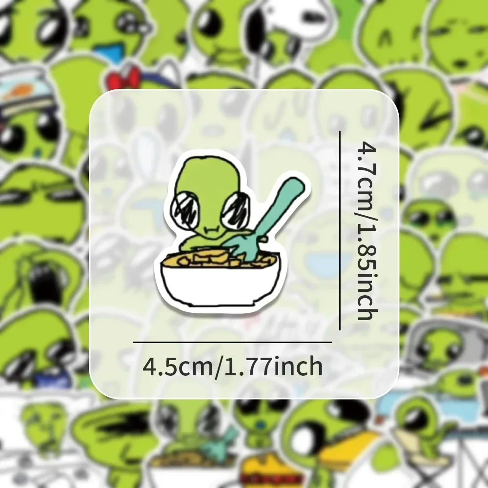 60 uds. De pegatinas creativas de grafiti de estrella alienígena verde de dibujos animados, bricolaje, equipaje, cuaderno, portátil, papelería impermeable, calcomanías para niños