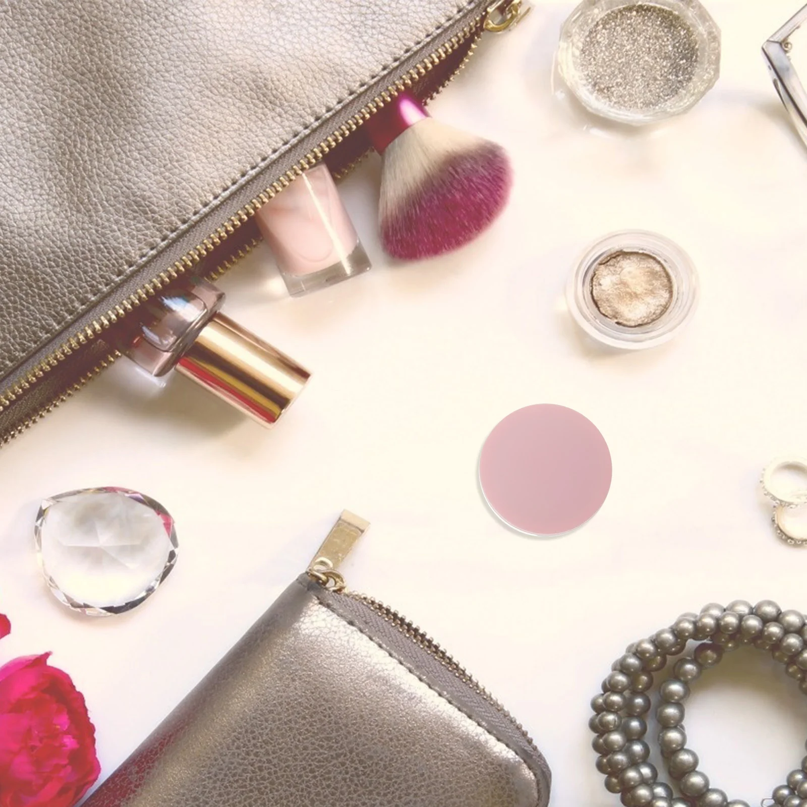 3 قطع من علبة بودرة الحبر الفارغة مع مرآة فضفاضة وقابلة لإعادة الاستخدام من البلاستيك المدمج للسفر