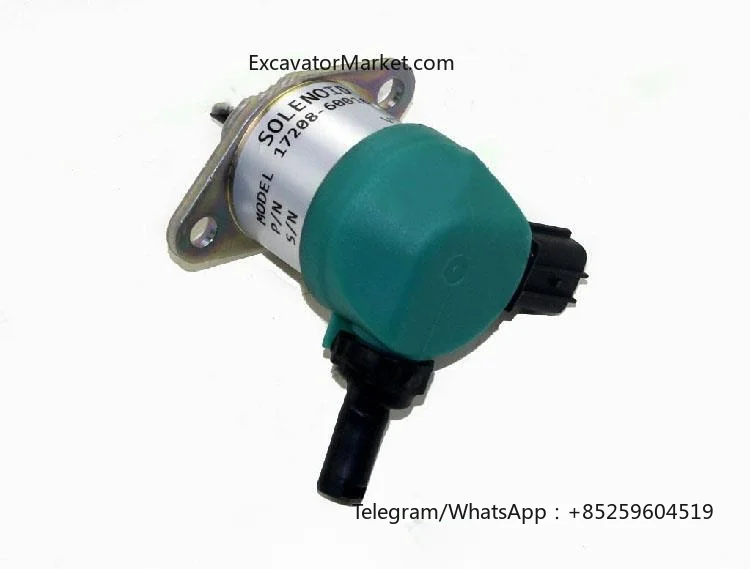 Válvula solenóide Flameout, Acessórios para escavadeira para Kubota 17208, Interruptor do motor, DAEWOO OSAN DX70, 12V