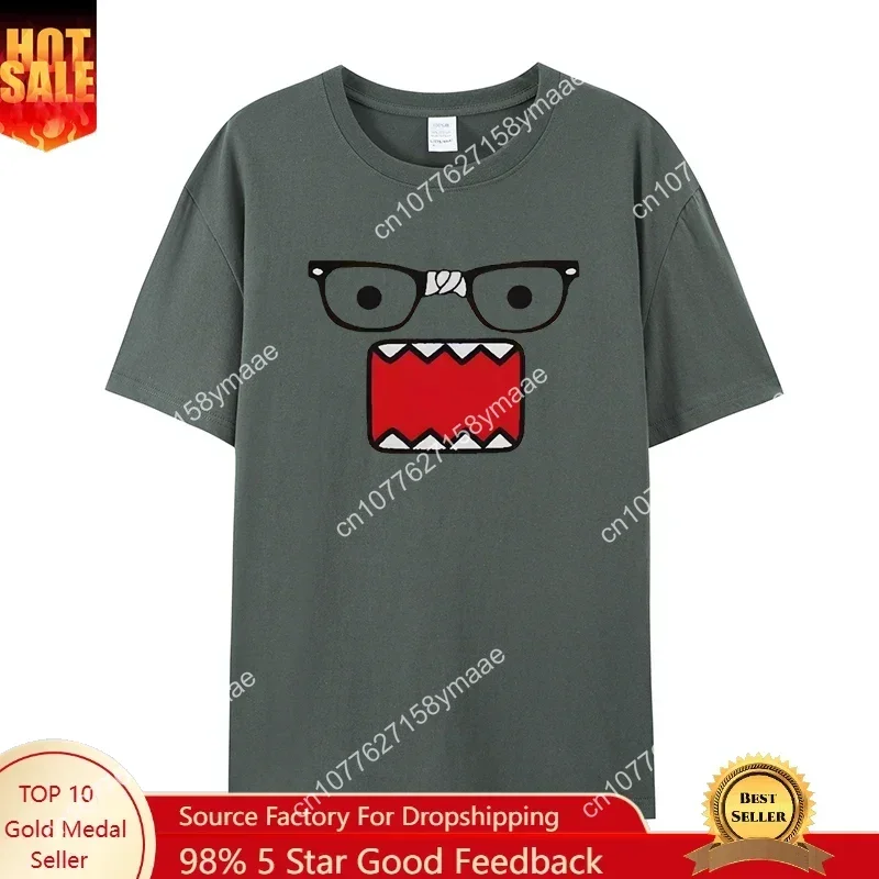 Kawaii  Domo Kun Doll Face T Shirts Men Women's Cotton Crazy T-Shirts Crew Neck Tee Shirt Short Sleeve Oversized Tops  Couple Cl