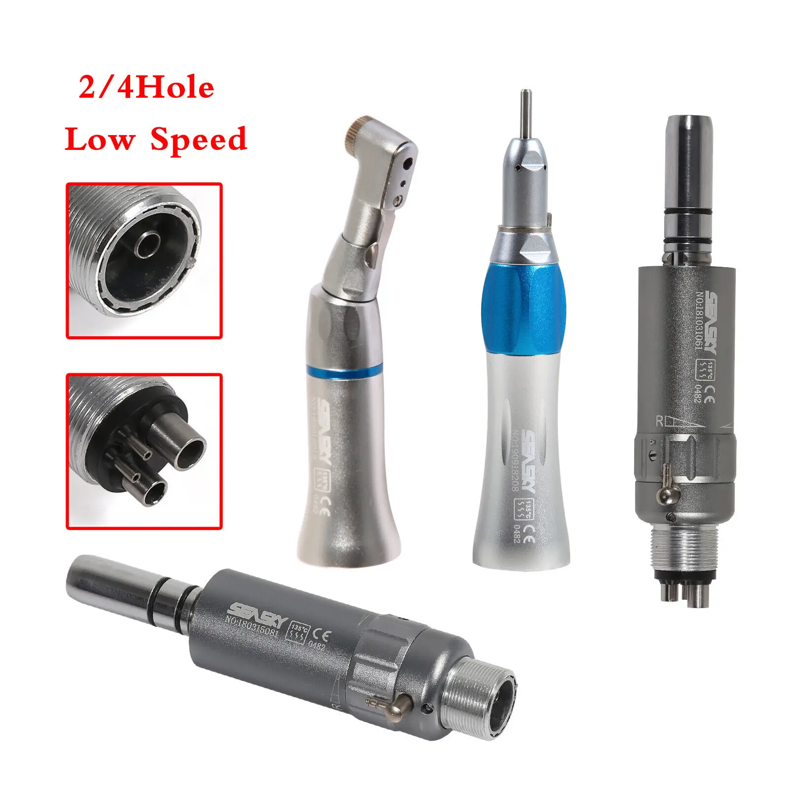 NSK Style Dental Low Slow Speed Handpiece Kits 2/4Hole Tie-in Contra Angle & Straight & Motor External Spray