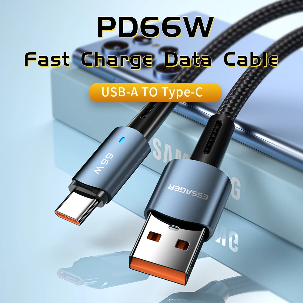 Essager 66W USB Cable Type C Fast Charging 6A Charger Wire Data Cord For Xiaomi  Poco Huawei P30 P40 Pro Samsung S21 ultra S20