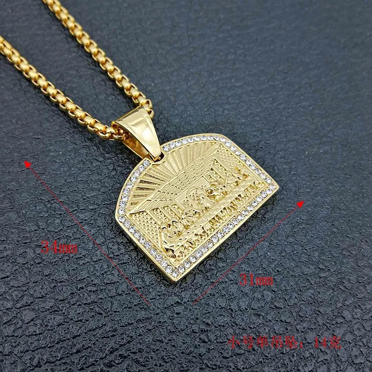 Hip Hop last dinner Pendant Necklace with zircon Door modeling 316L Stainless Steel biker Punk Rock Male party Vogue Jewelry