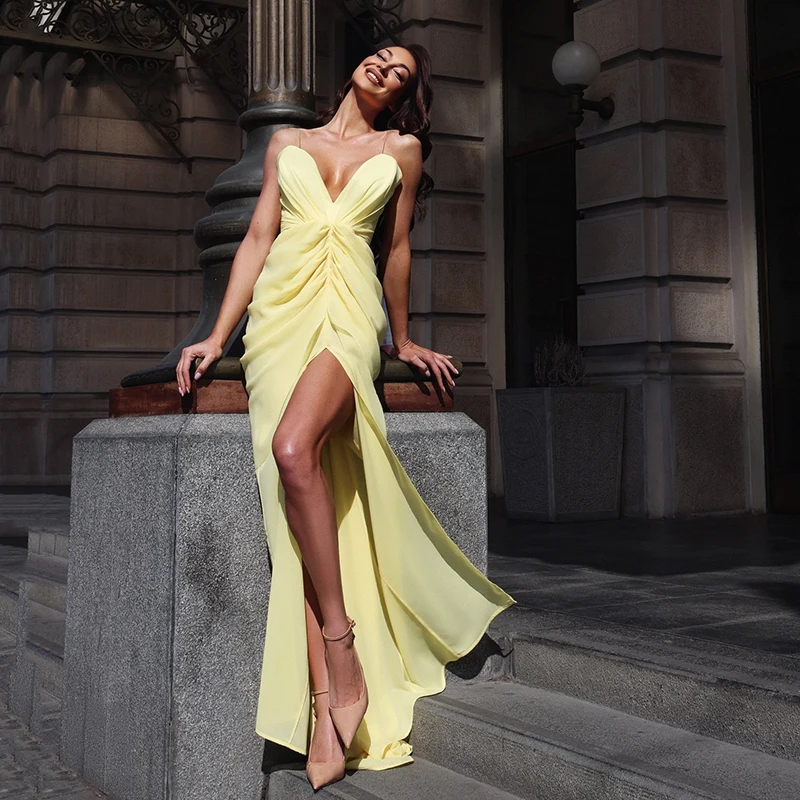Thinyfull Sexy Mermaid Prom Evening Dresses 2026 Sweetheart Backless Split Party Dress Chiffon Cocktail Prom Gowns Customized